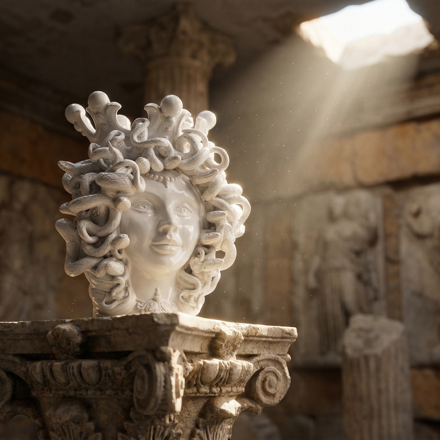 Testa Medusa h 38 cm — White Line | Ceramica di Caltagirone