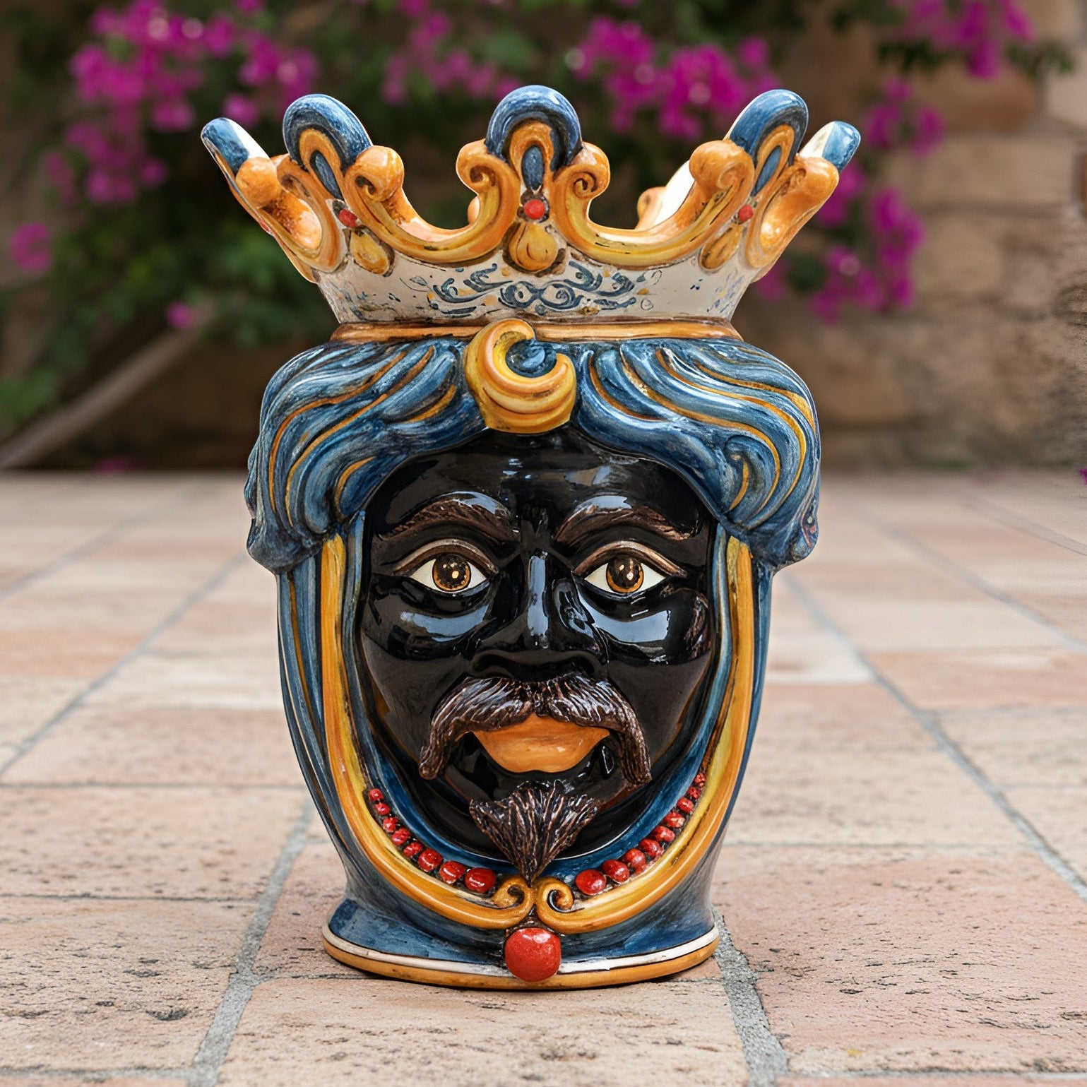 Testa di Moro con Perline h 40 cm — Maschio Moro, Decoro Sicily