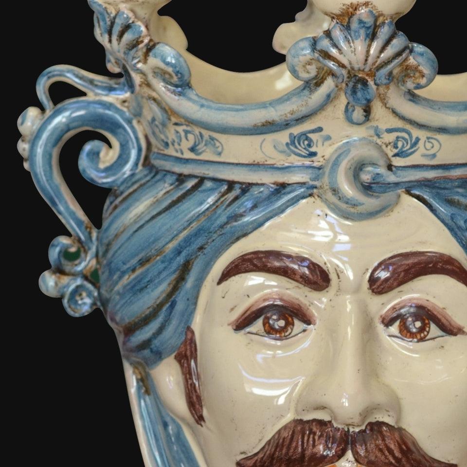 testa-a-candeliere-h-25-mono-blu-maschio-bianco-ceramiche-di-caltagirone-sofia-46641 - Moorish Head