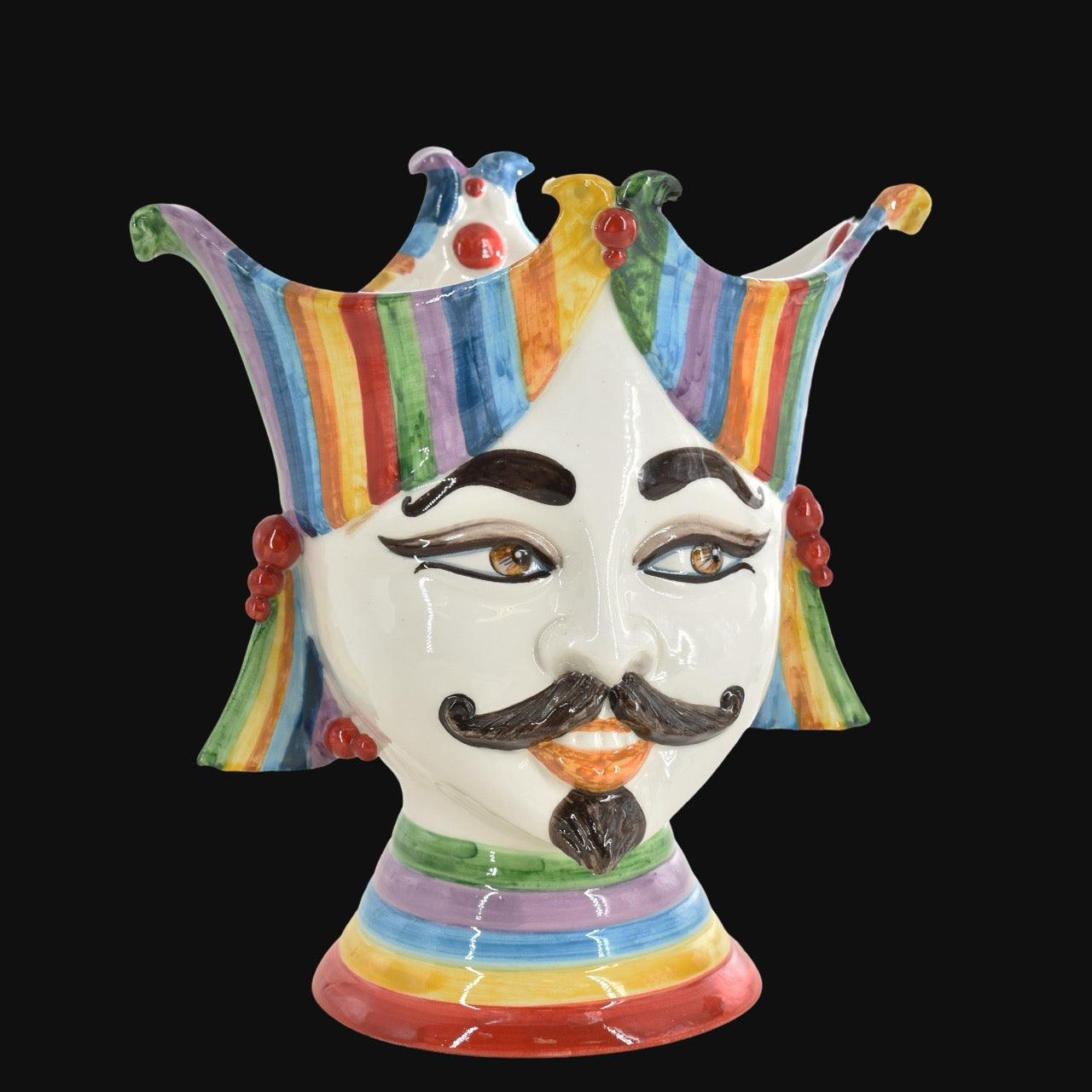 testa-di-moro-aisha-25-cm-white-and-color-viso-uomo-in-ceramica-siciliana-ceramiche-di-caltagirone-sofia-5 - Moorish Head