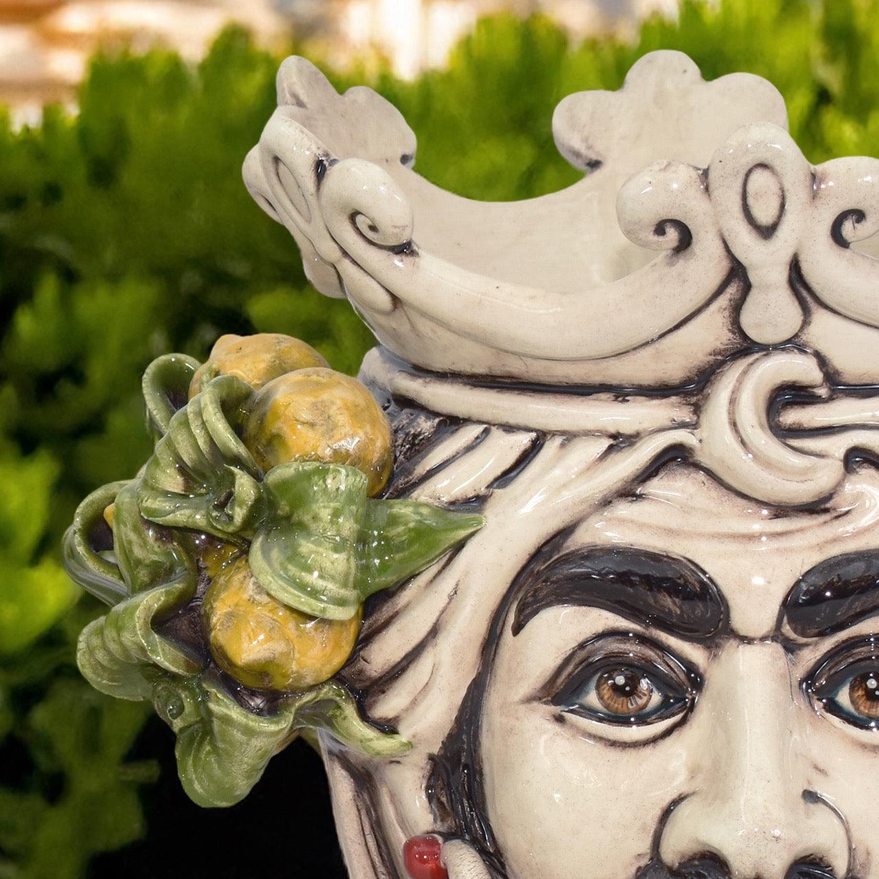 testa-h-25-con-limoni-siciliani-gialli-in-madreperla-uomo-ceramiche-di-caltagirone-sofia-2 - Moorish Head