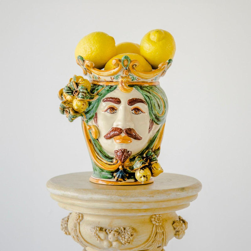 Moor's Head with Lemons h 25 cm — Male White, Green and Orange