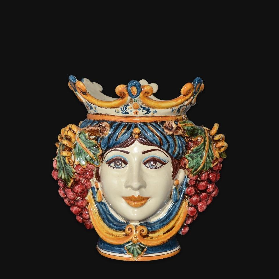 testa-h-25-uva-blu-e-arancio-femmina-ceramiche-di-caltagirone-sofia-54698 - Moorish Head