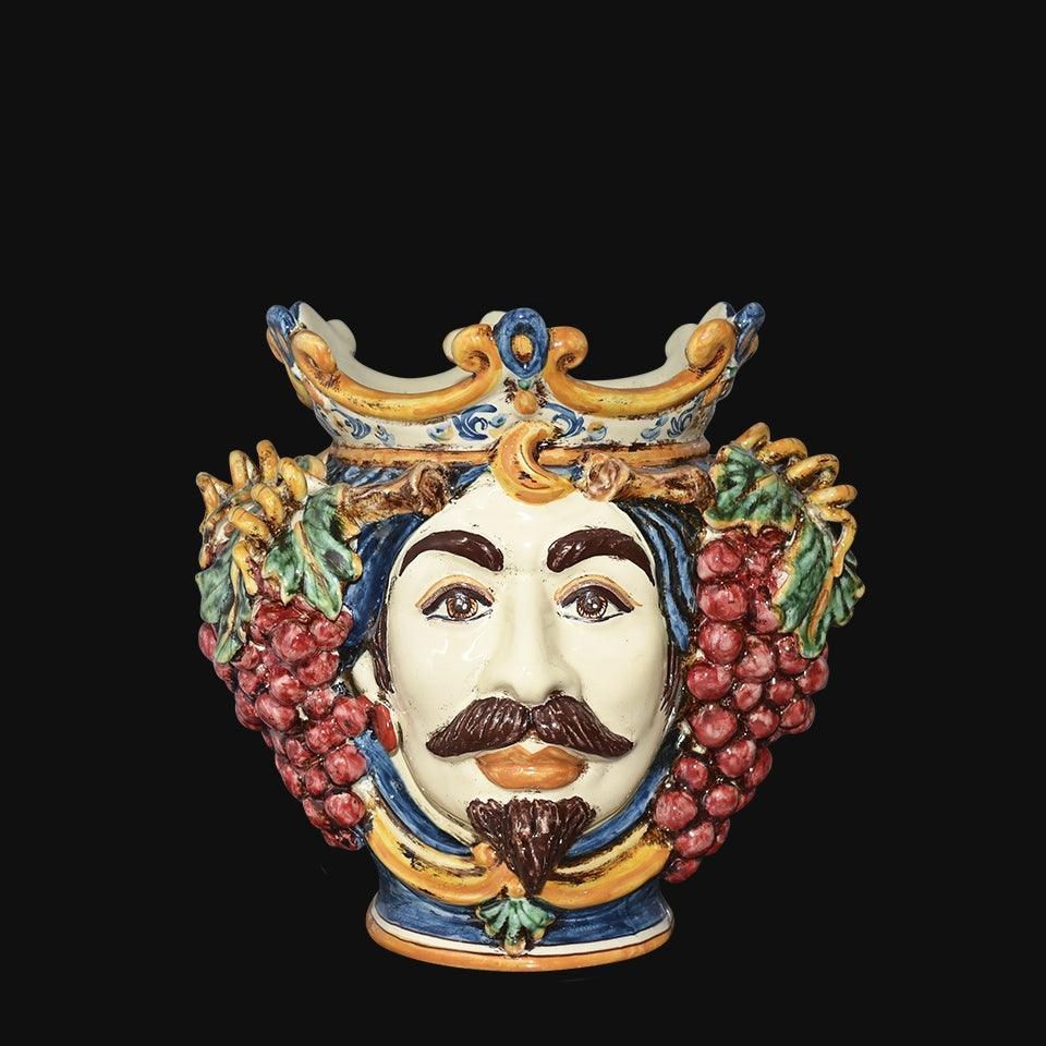 testa-h-25-uva-blu-e-arancio-maschio-bianco-ceramiche-di-caltagirone-sofia-33496 - Moorish Head