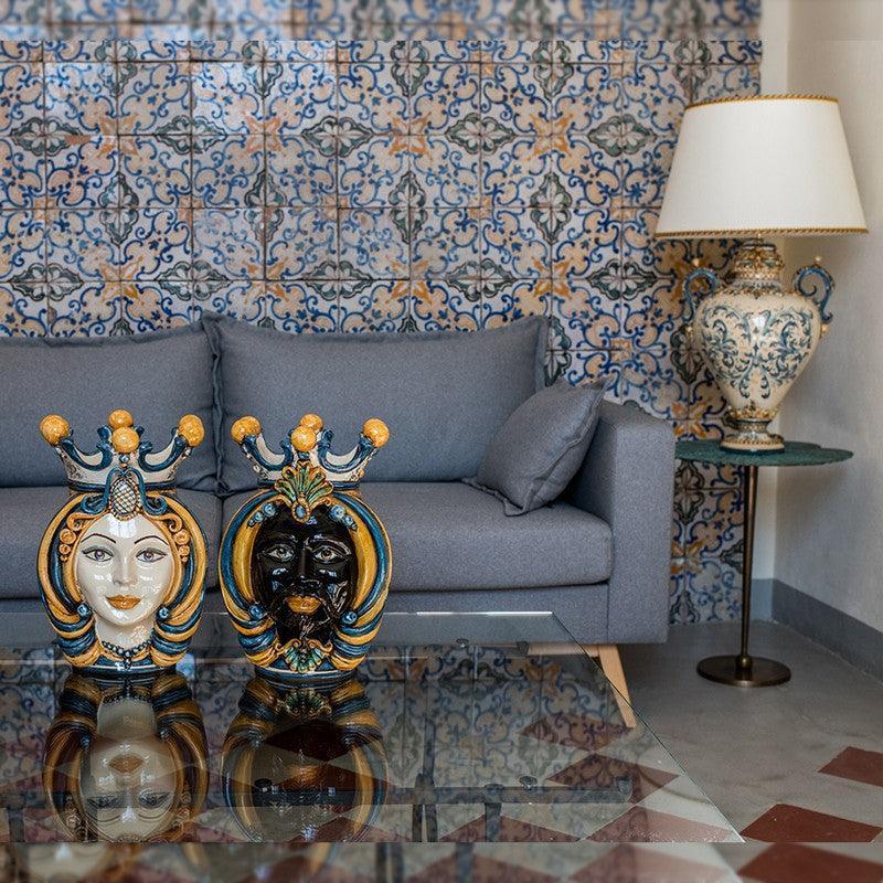 testa-h-38-in-blu-e-arancio-femmina-ceramiche-di-caltagirone-sofia-ceramiche-di-caltagirone-sofia-41291 - Moorish Head