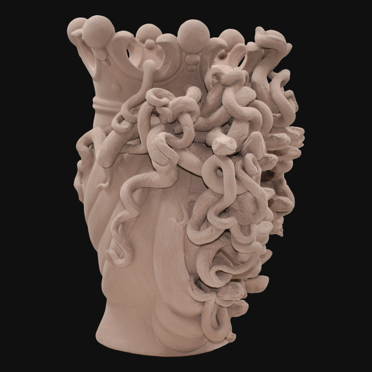 Medusa Head h 38 cm — Matte Dove Grey | Caltagirone Ceramic
