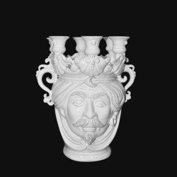 Candlestick head h 25 white line male - Modern Moorish heads Sofia Ceramiche  - 1