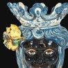 Sicilian ceramic "Moor's head" with sicilian lemons from Caltagirone  - 2