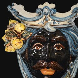 Sicilian ceramic "Moor's head" with sicilian lemons from Caltagirone  - 2