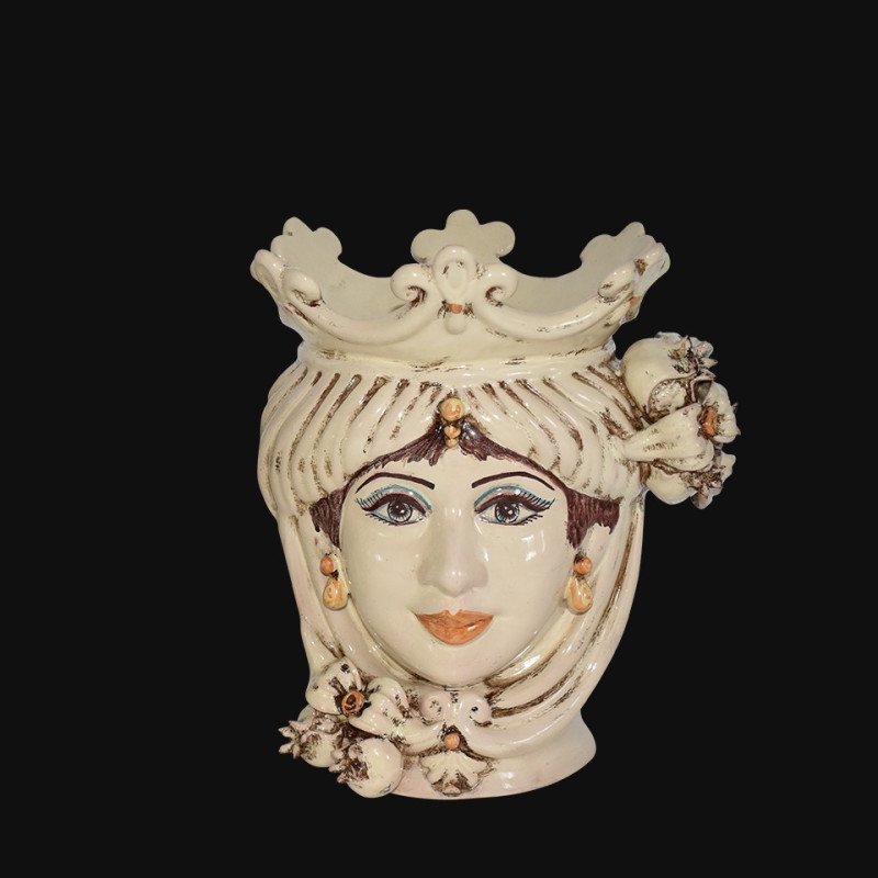 Ceramic Head with pomegranates h 25 ivory line female - Sofia Ceramic  - 1