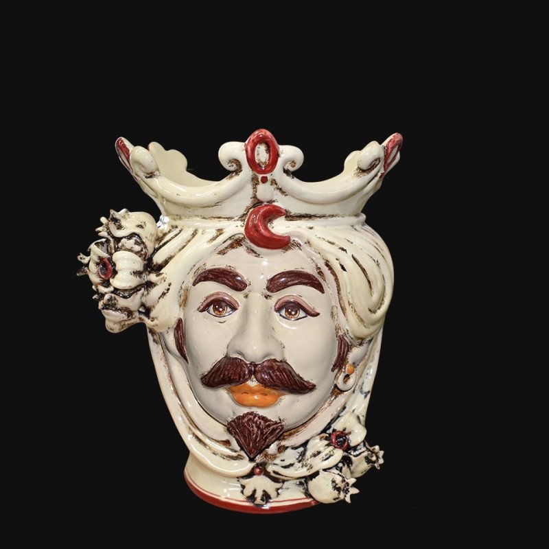 Ceramic Head with pomegranates h 25 ivory line male - Sofia Ceramic  - 1