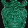 Head ceamic vase in emerald green h 25 cm male  - 2