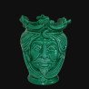 Head ceamic vase in emerald green h 25 cm male  - 1