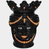 Moor heads sicily ceramic h 40 Black Line with orange beads woman  - 1