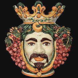 Ceramic Head with grapes h 40 green/orange male  - 1