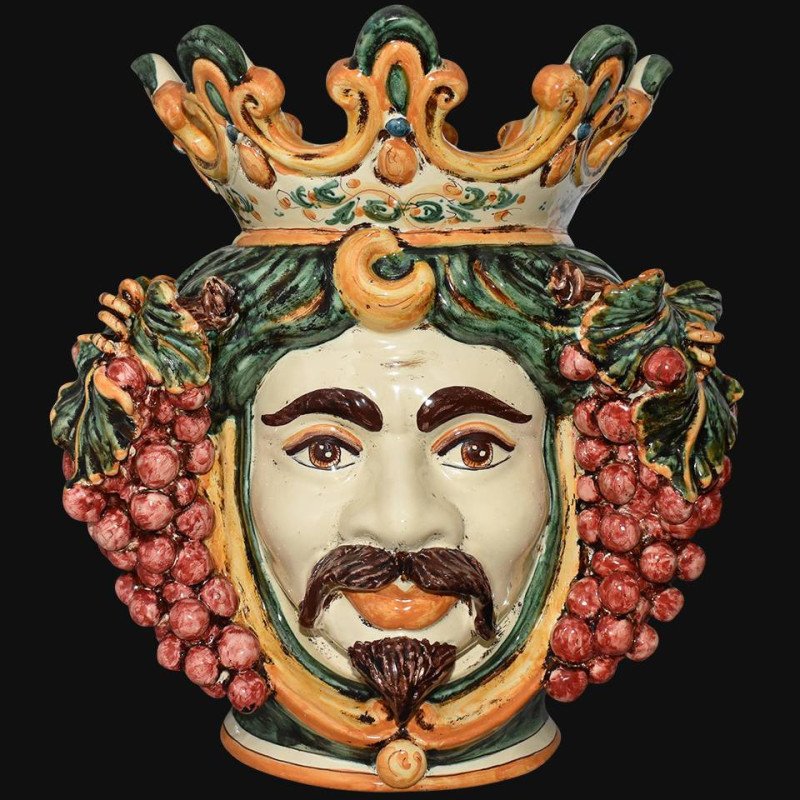 Ceramic Head with grapes h 40 green/orange male  - 1