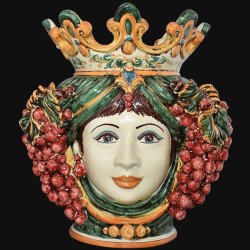 Ceramic Head with grapes h 40 green/orange female  - 1