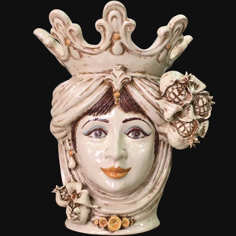 Ceramic Head with pomegranates h 40 Ivory Line female - Sofia Ceramica  - 1