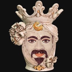 Ceramic Head with pomegranates h 40 Ivory Line male - Sofia Ceramica  - 1