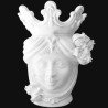 Ceramic Head with pomegranate h 40 white line female - Modern Moorish heads Sofia Ceramiche  - 1