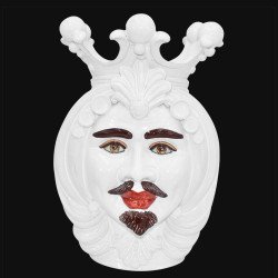 Ceramic Head h 40 white line male - Modern Moorish heads Sofia Ceramiche  - 1