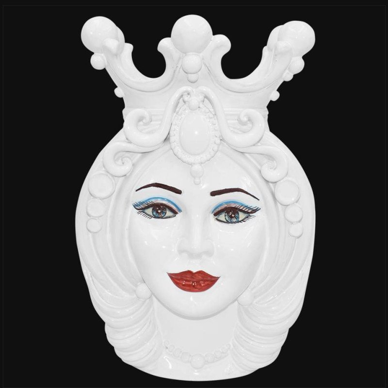 Ceramic Head h 38 white line female - Modern Moorish heads Sofia Ceramiche  - 1