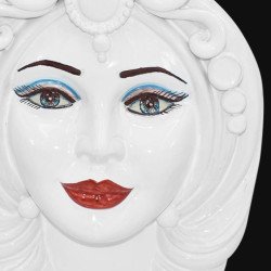 Ceramic Head h 38 white line female - Modern Moorish heads Sofia Ceramiche  - 2