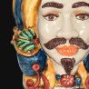 Ceramic Head of Sicily h 40 blu and orange male - Sofia Ceramiche artistic Ceramics  - 2