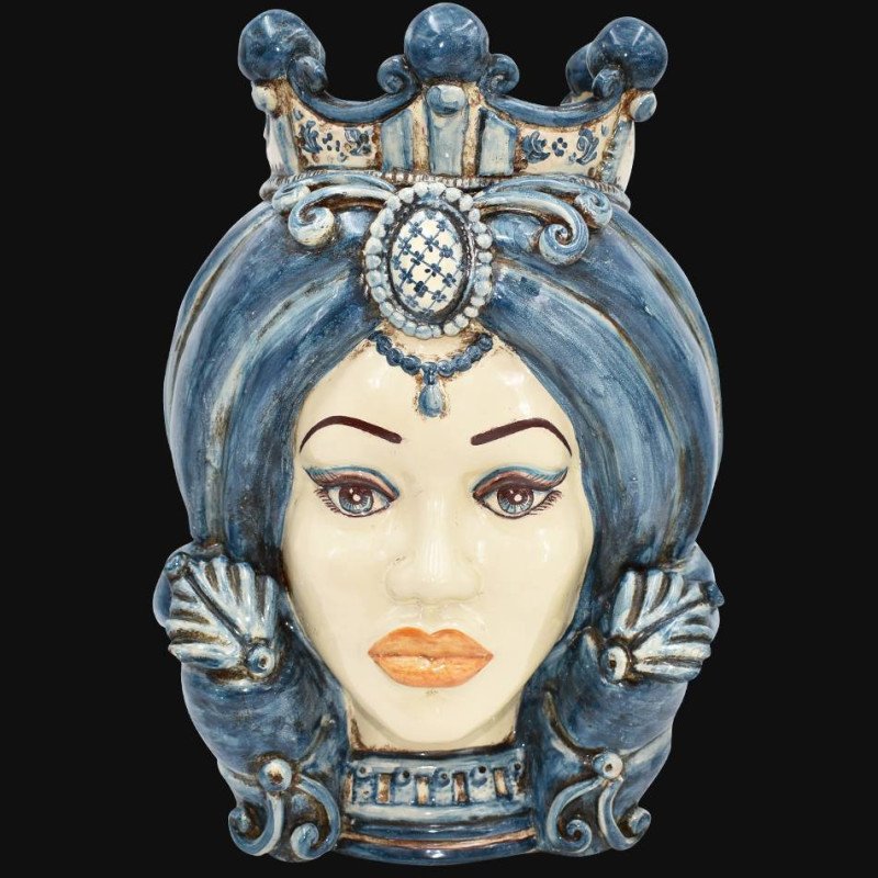 Ceramic Head of Sicily h 40 mono blu  female - Sofia Ceramiche artistic Ceramics  - 1