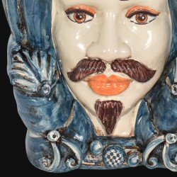 Ceramic Head of Sicily h 40 mono blu  female - Sofia Ceramiche artistic Ceramics  - 2