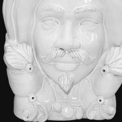 Sicilian Head vase h 40 turban white line male  - 2