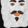 Sicilian ceramic "Moor's head" h 40 turban white line w/ expression male  - 2