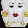 Sicilian ceramic "Moor's head" h 40 white and gold w/turban female  - 2