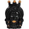 Moorish Head h 40 turban black/orange female in sicilian ceramic  - 1