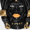 Ceramic "Moor's head" h 40 turban black and gold female  - 2