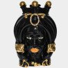 Sicilian "Moor's head" vase h 40 turban black and gold male  - 1