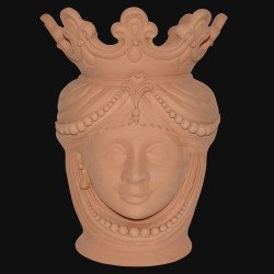 Terracotta head vase h 40 female in ceramic of Caltagirone  - 1