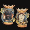 Pair of moor's heads h 15 cm in caltagirone ceramic  - 1