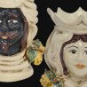 Pair of moor's heads h 15 cm in caltagirone ceramic  - 2