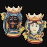 Pair of moor's heads h 15 cm in caltagirone ceramic  - 1