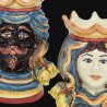 Pair of moor's heads h 15 cm in caltagirone ceramic  - 2