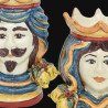 Pair of moor's heads h 15 cm in caltagirone ceramic  - 2