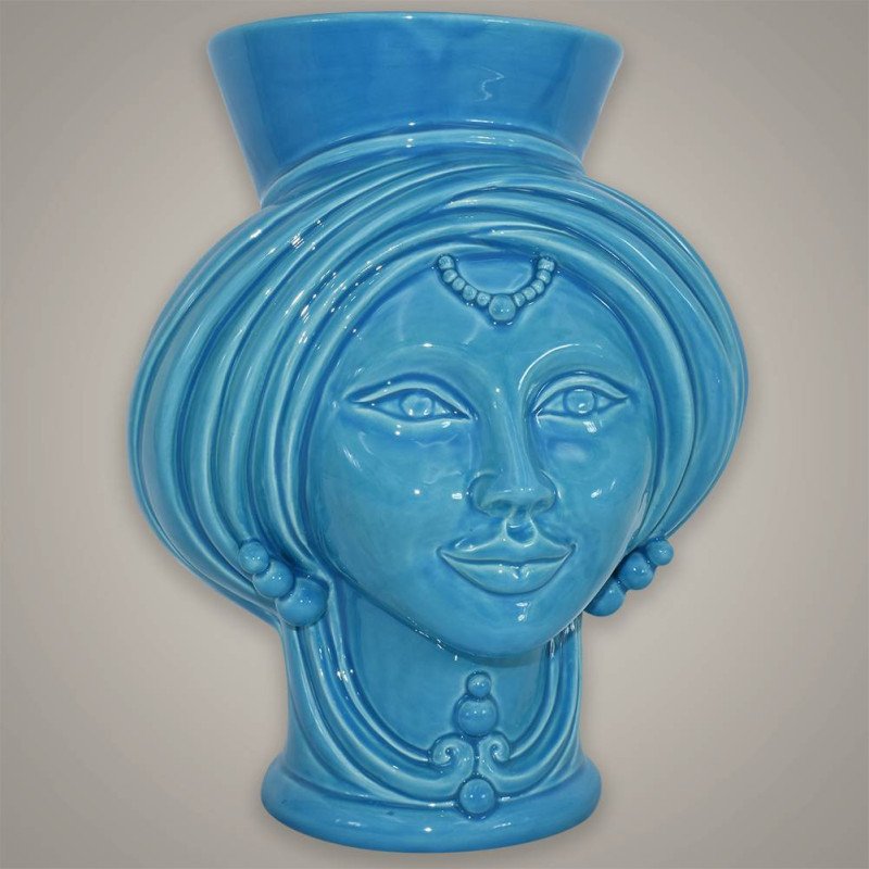 Testa h 30 integral turquoise woman - Modern Moorish heads Sofia Ceramiche  - 1