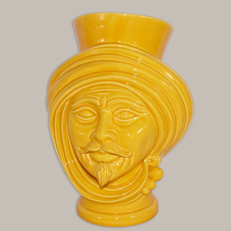 Testa h 30 Yellow uomo - Modern Moorish heads Sofia Ceramiche  - 1