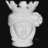 Ceramic Head with lemons h 40 white line female - Modern Moorish heads Sofia Ceramiche  - 1