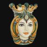 Ceramic Head of Sicily h 38 green and orange female - Sofia Ceramiche artistic Ceramics  - 1