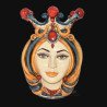 Ceramic Head of Sicily h 38 blu and orange female - Sofia Ceramiche artistic Ceramics  - 1