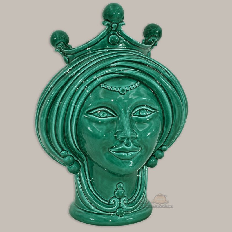 Testa h 30 Integral Green woman - Modern Moorish heads Sofia Ceramiche  - 1