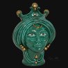 Moorish head h 30 Emerald and Gold woman - Modern Moorish heads Sofia Ceramiche  - 1