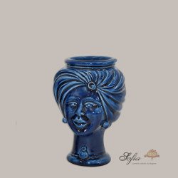 Head h 16 tuareg intense blue woman - Modern Moorish heads Sofia Ceramiche  - 1